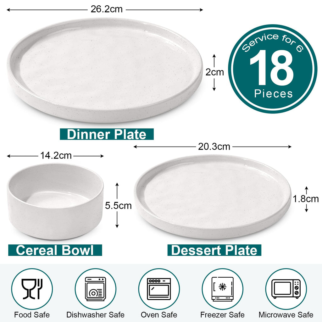Homikit 18-Piece Reactive Glaze Dinner Set | Stoneware Plates and Bowls