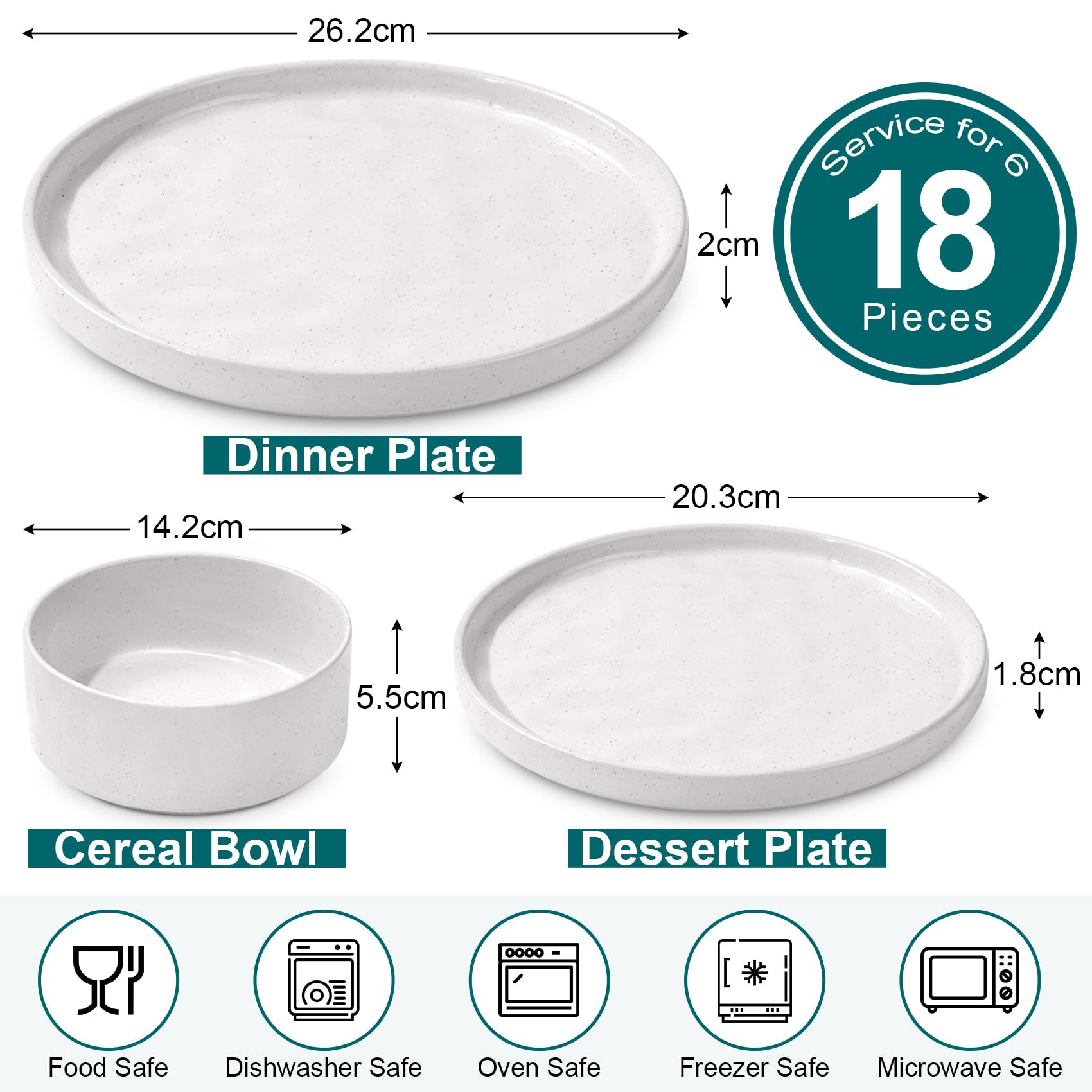 Homikit 18-Piece Reactive Glaze Dinner Set | Stoneware Plates and Bowls