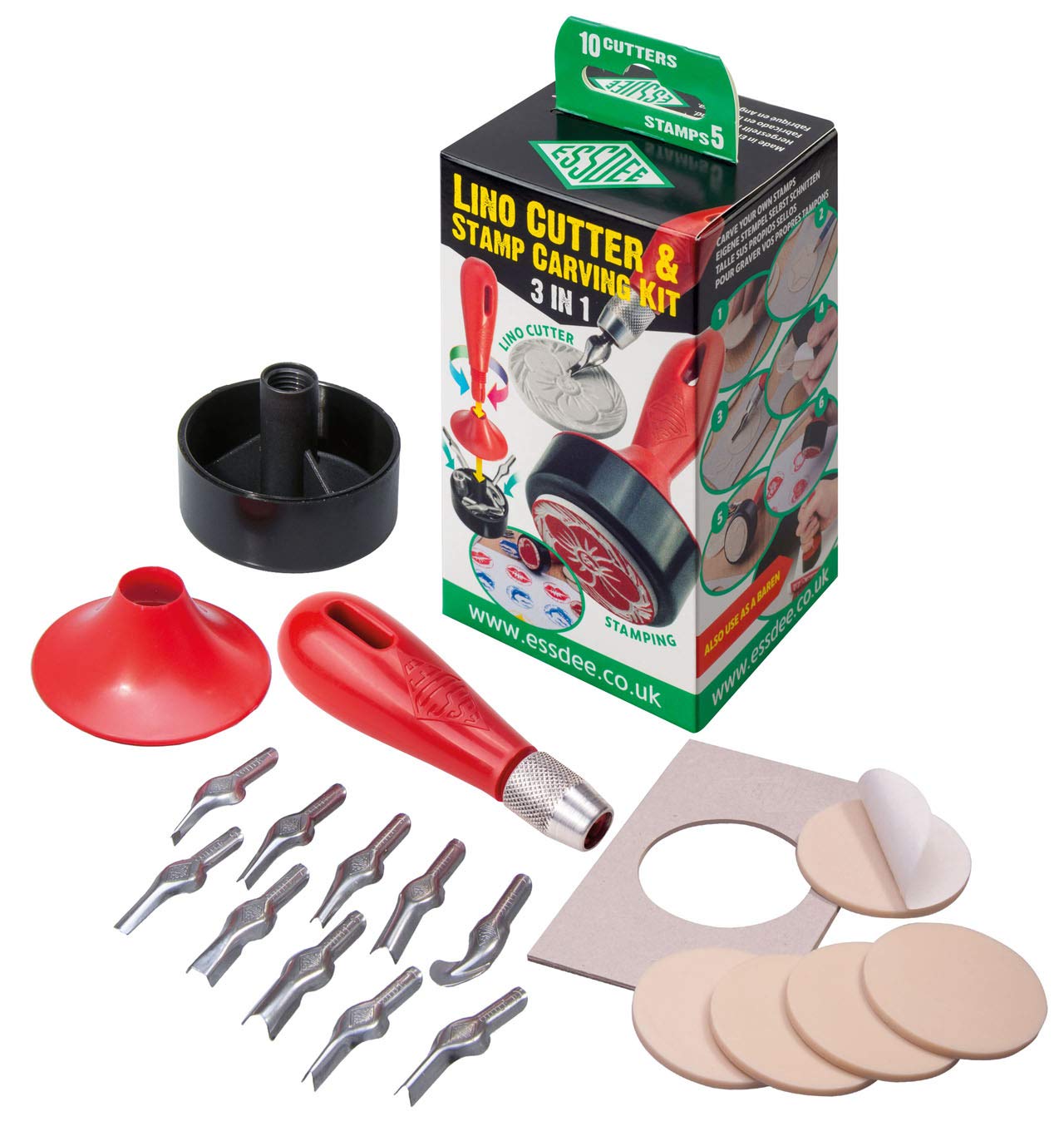 Essdee Lino Cutter & Stamp Carving Kit – 10 Cutters & 5 Stamps