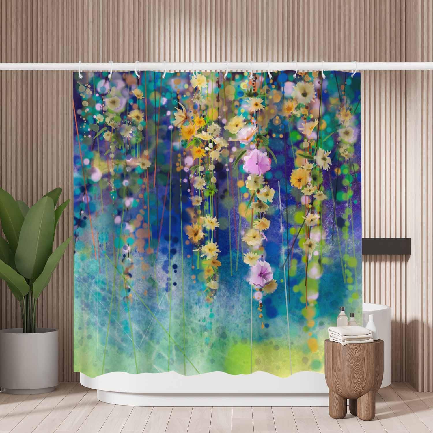 Jolof Store Abstract Floral Shower Curtain – Mold Resistant Polyester