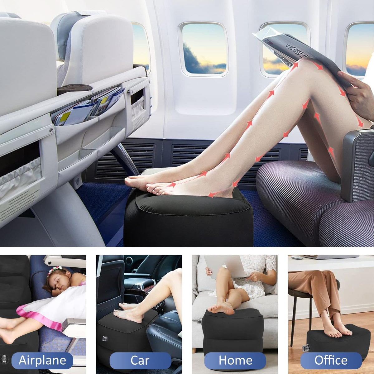 Inflatable Foot Rest Pillow, Airplane Travel Pillow, Multifunctional Adjustable 3 Layers Height Foot Rest - image 2
