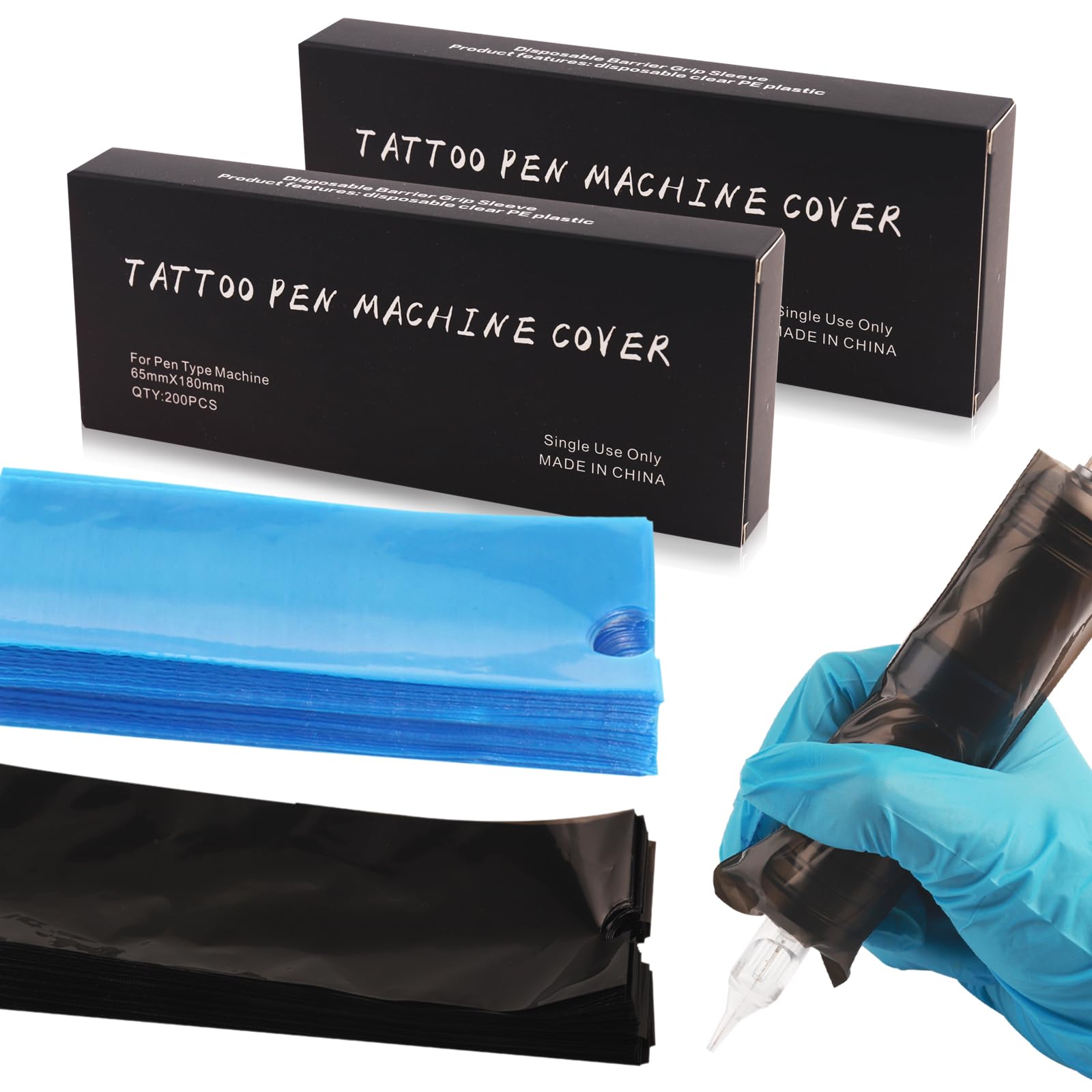 Rayyl 400pcs Disposable Tattoo Pen Sleeves | 2.5 x 7 inch Machine Bags