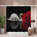 Jolof Store Swan Rose Shower Curtain – Mold Resistant Polyester 180x180cm