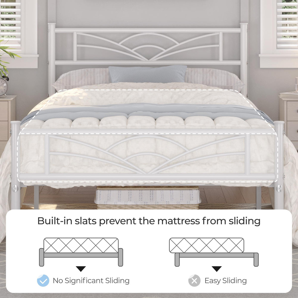 Yaheetech 3ft Single Metal Bed Frame with Cloud-inspired Design, White - image 4