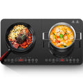 Aobosi Double Induction Hob | 2800W Portable Cooker with Black Glass