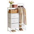Aibiju 3-Drawer Clothes Rack with Hanging Rod and Shelves | White