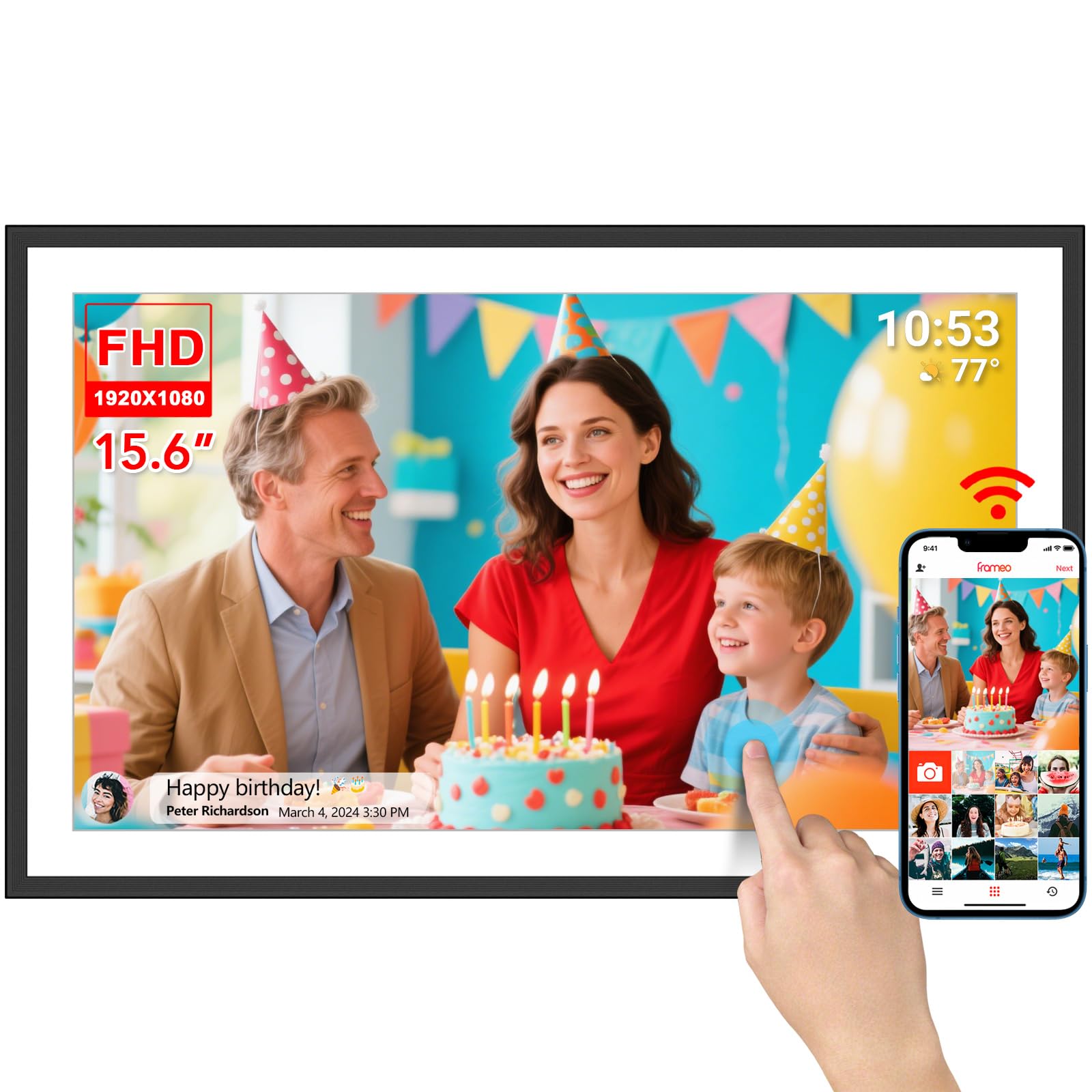 Frameo 15.6 Inch WiFi Digital Photo Frame | 1080p HD IPS Touchscreen