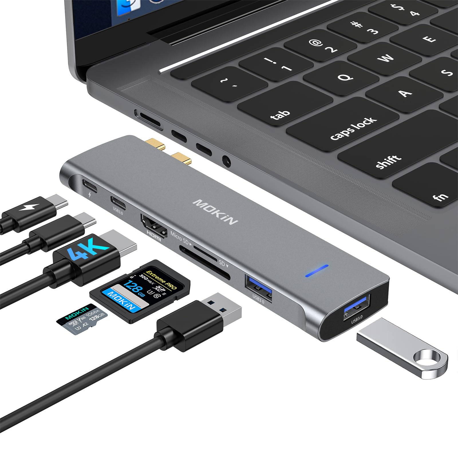 MOKiN 7-in-2 USB C Hub for MacBook Pro/Air | 4K HDMI & Thunderbolt 3