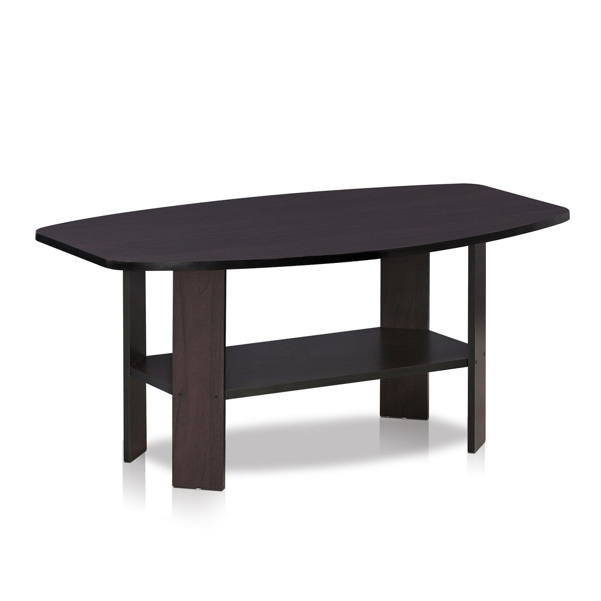 Furinno SIMPLE DESIGN Coffee Table, Small Coffee Table wih Open Shelf, Side Table, for Living Room, Home Office, Dark Walnut - image 1