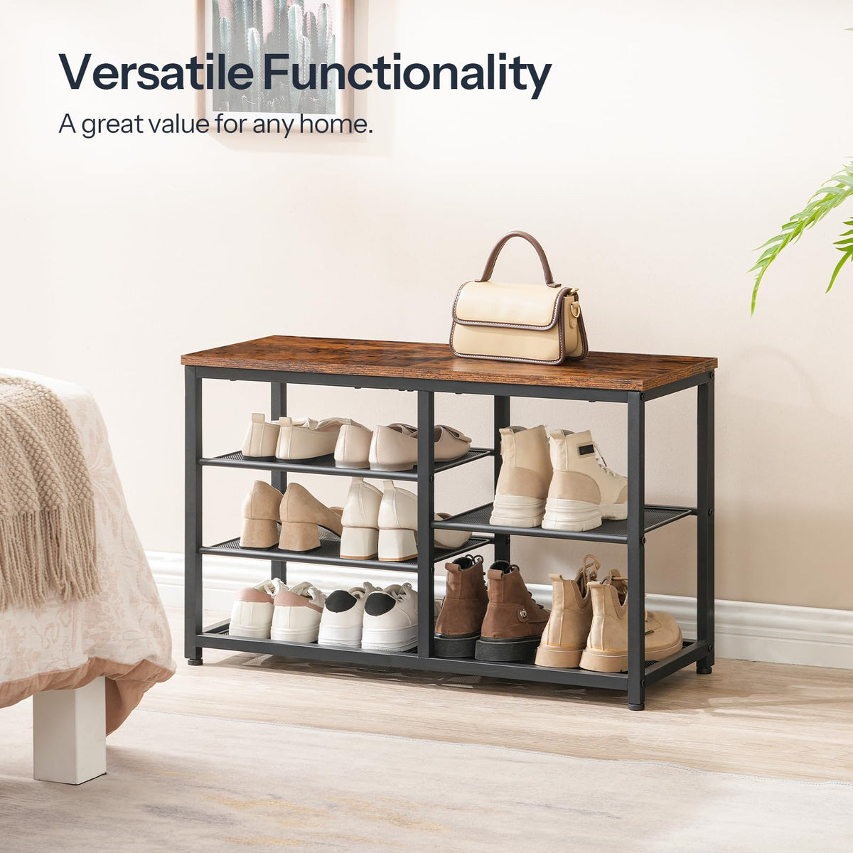HOOBRO Shoe Bench with Seat, 5-Tier Shoe Rack Bench, Shoe Storage Organizer, 80 cm Shoe Storage Bench for Entryway, Hallway, Space Saving