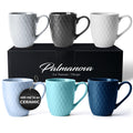 MIAMIO 6-Piece Coffee Mug Set – 400ml Matte Ceramic Stoneware, Blue