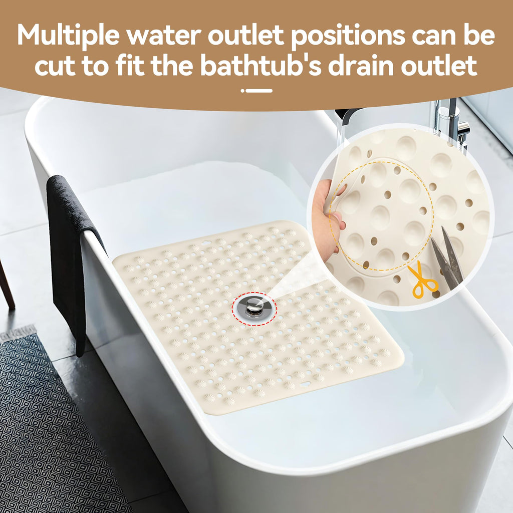 Volminex Non-Slip Bath Mat, Shower Mats, Bathtub Mat, Off-white, 60×60cm - image 3
