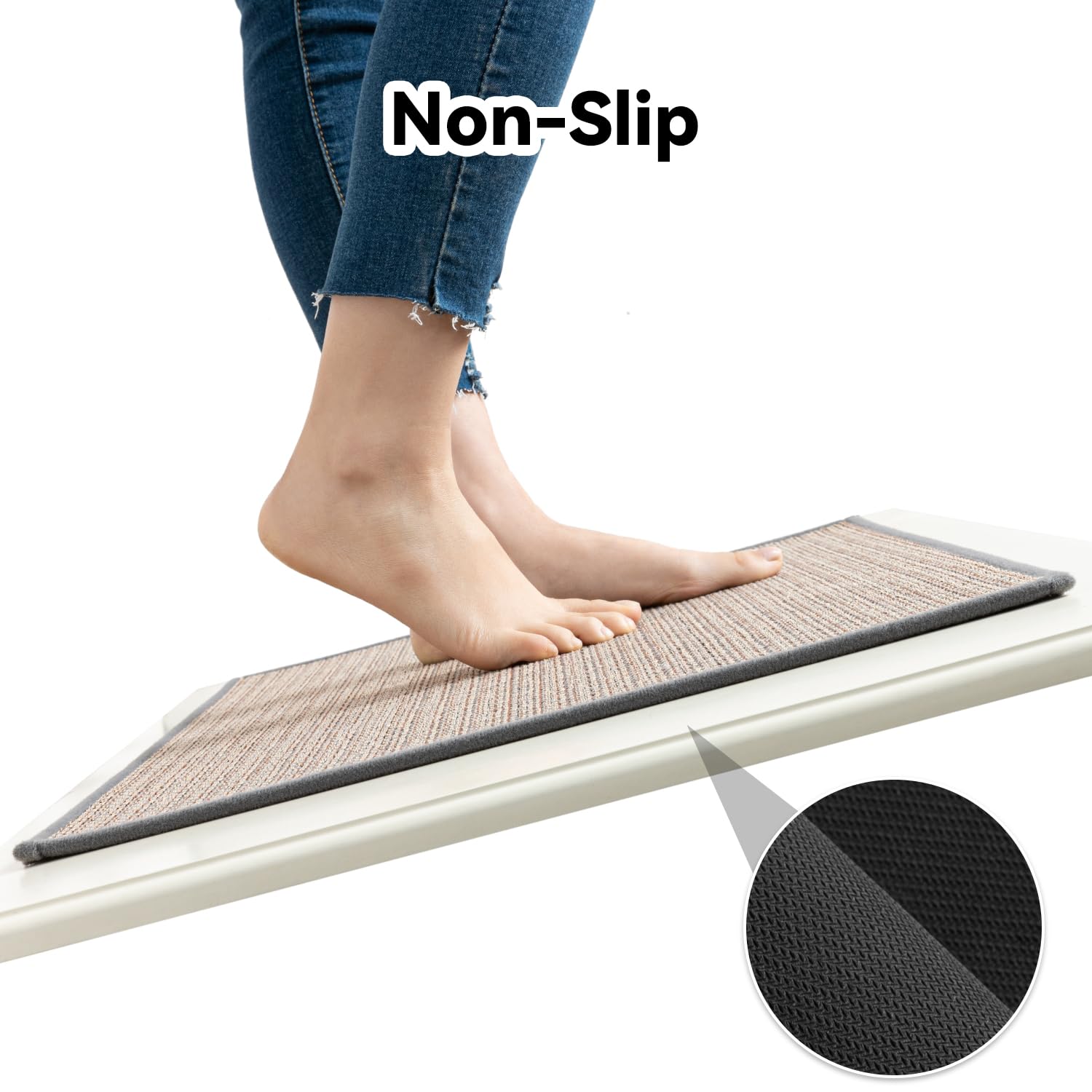 SIXHOME Non-Slip Washable Kitchen Floor Mats - 2 Piece Set, Grey