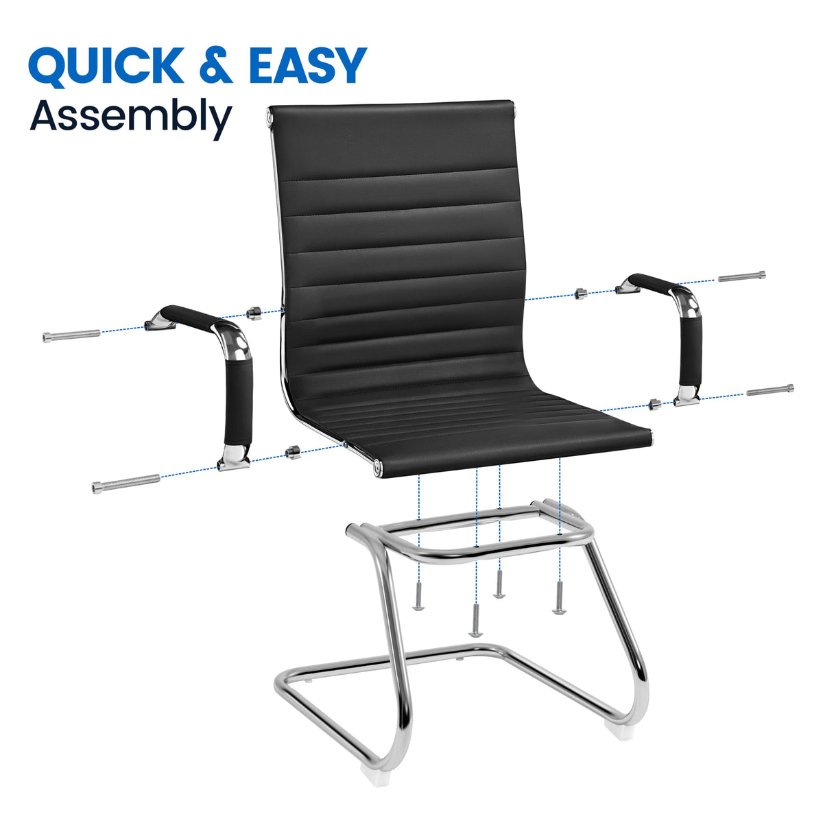 Yaheetech Faux Leather Dining Chair Ergonomic Office Chair, Black - image 5