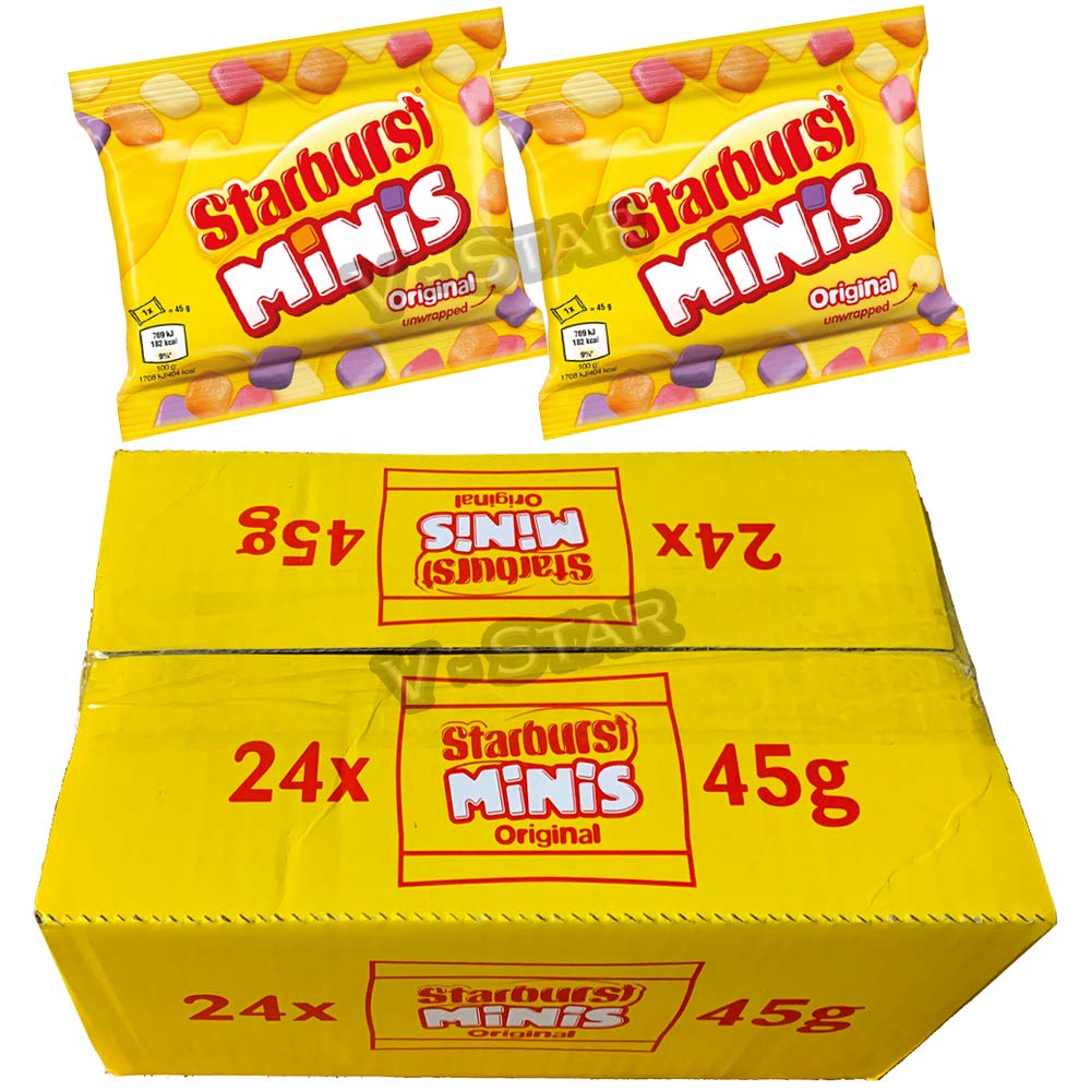 Starburst Minis Original Fruit Chews | 24 x 45g Bulk Box | Vegetarian