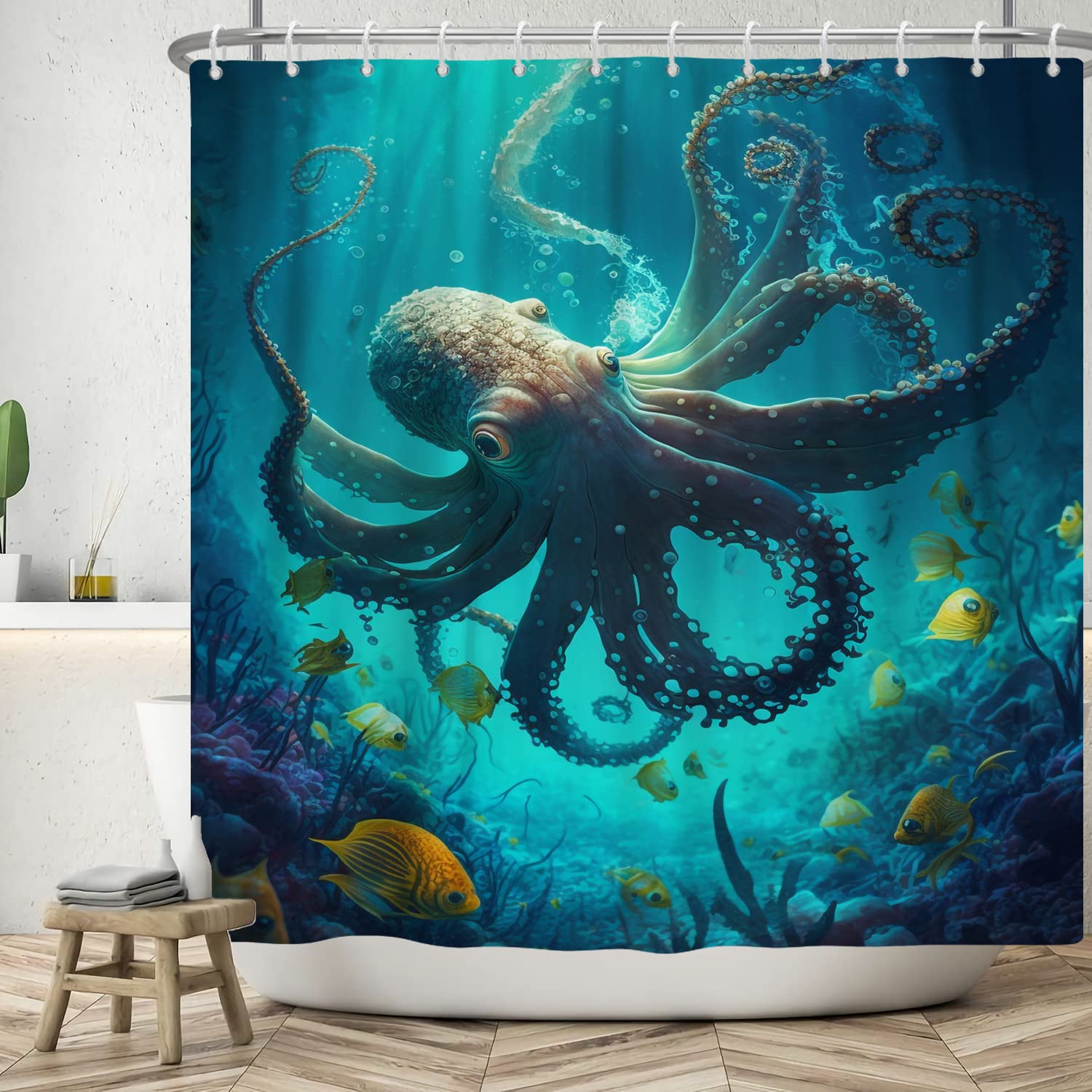 Jolof Store Sea Floor Shower Curtain – Waterproof Ocean Marine Decor