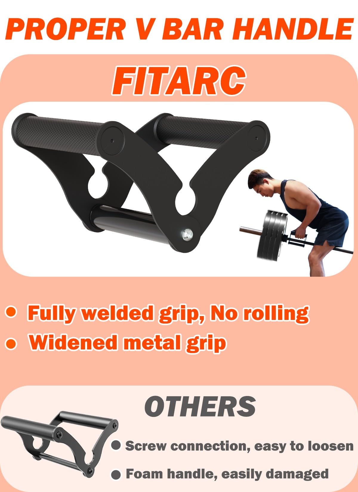 Fitarc V Bar Row Landmine Handle | Steel Olympic Bar Attachment for Back