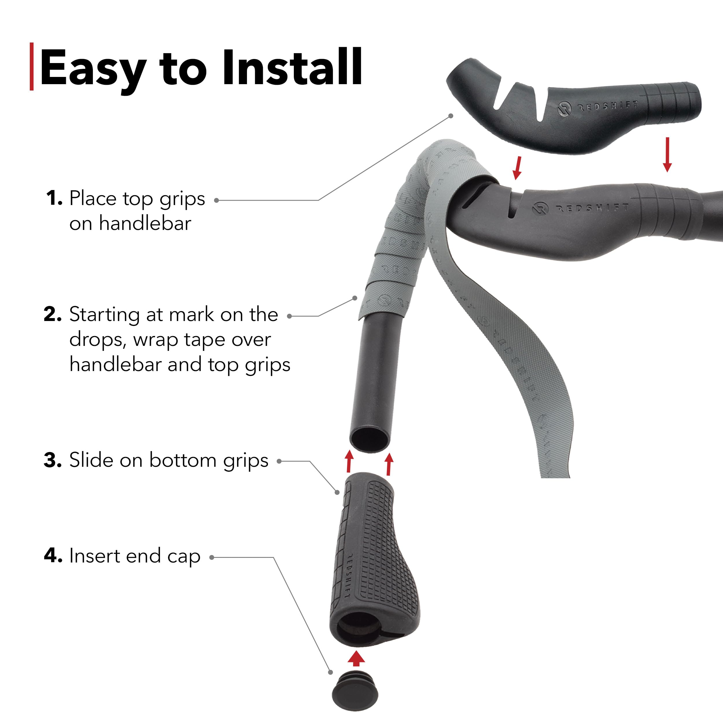 Redshift Cruise Control Drop Bar Handlebar Grips – Ergonomic Rubber