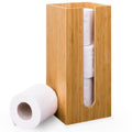 Woodluv Bamboo Toilet Roll Holder Stand – Square Free-Standing Storage