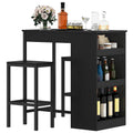 DWVO 3-Piece Industrial Breakfast Bar Table Set with Storage Shelves