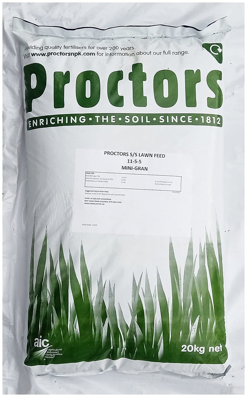 Proctors Spring & Summer Lawn Grass Food - 20kg Moss Killer Fertilizer
