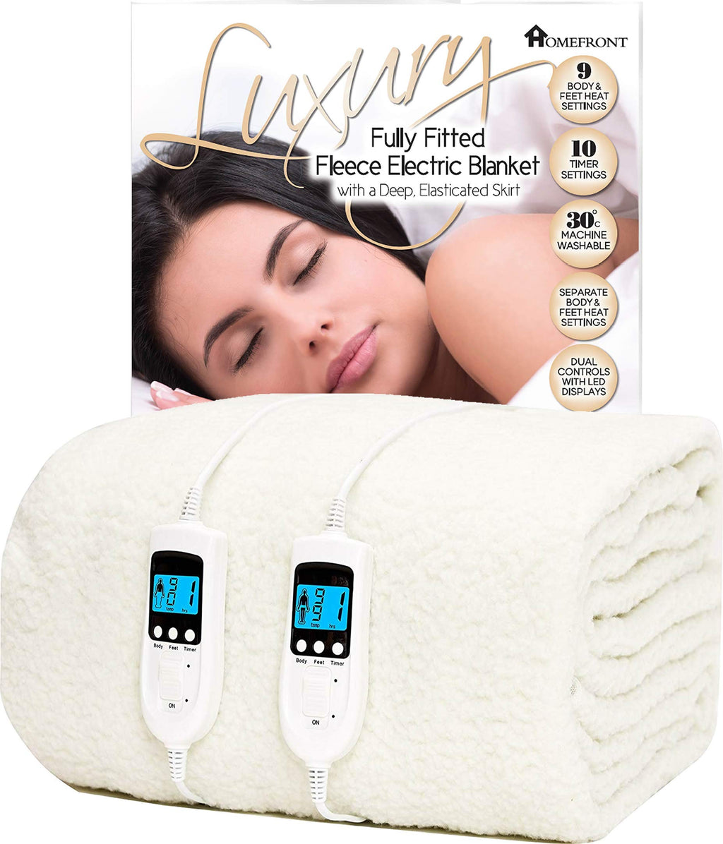 Homefront Double Electric Blanket | Dual Control Fitted Fleece Cover