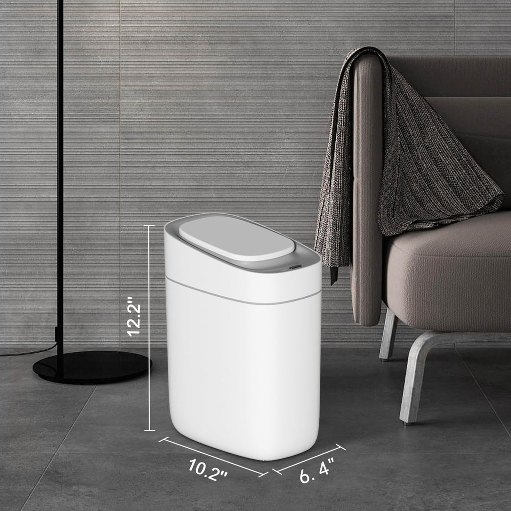 ELPHECO Automatic Bathroom Trash Can with Lid 2.5 Gallon Slim Sensor Garbage Can, 9L Narrow Plastic Trash Bin