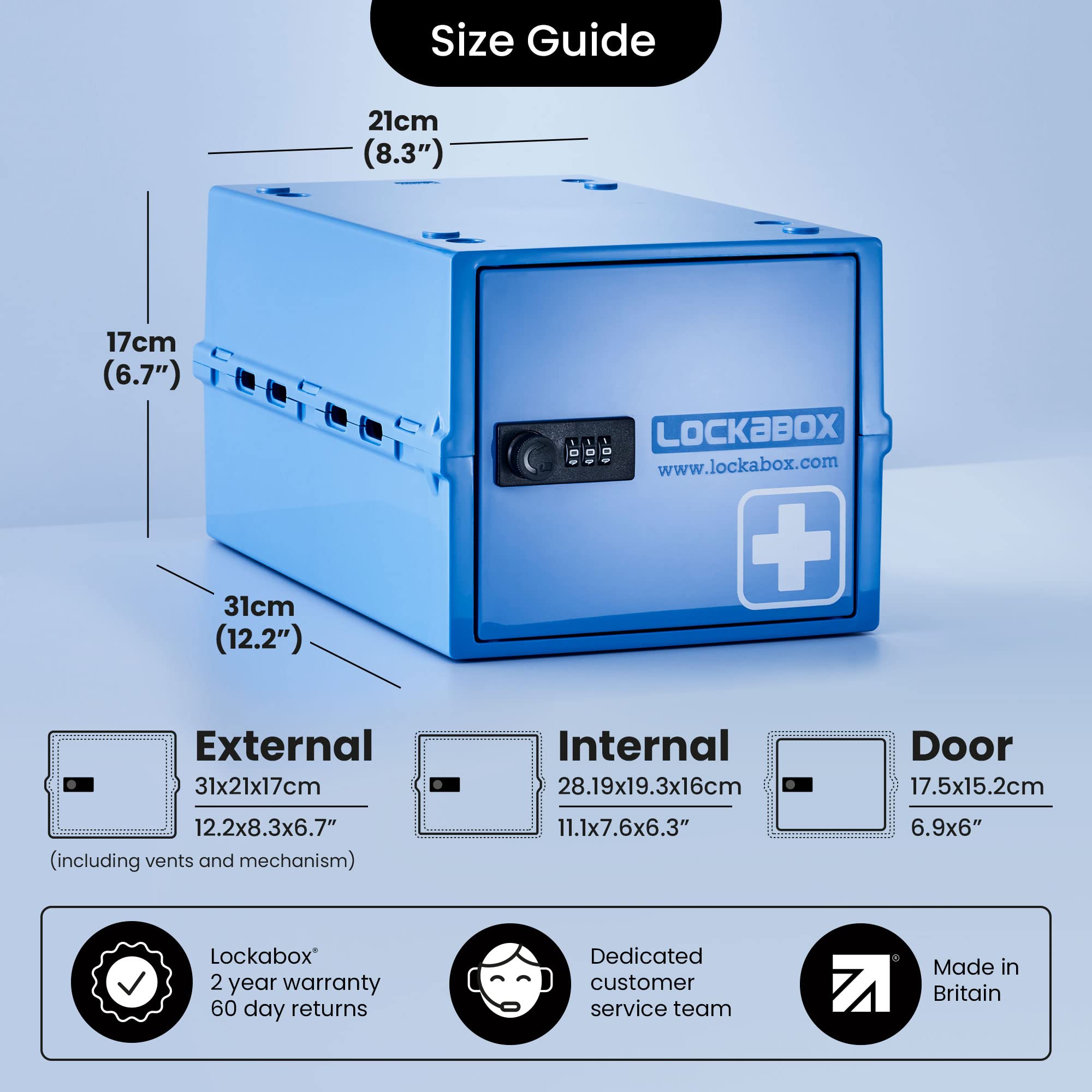 Lockabox One Medi Blue | 10L Lockable Medicine Box with Combination Lock