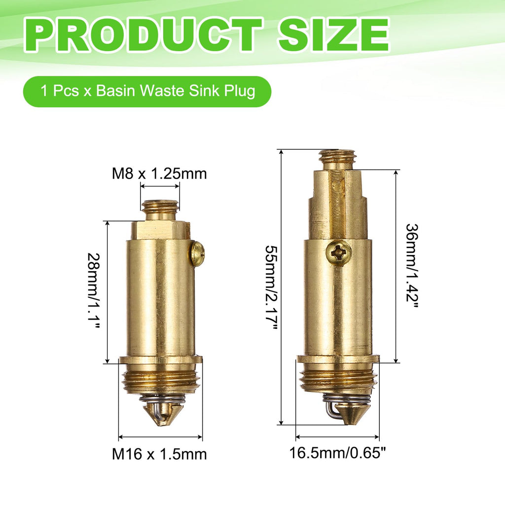 sourcing map Basin Sink Clicker, Replacement Sink Basin Clicker Brass Push Spring Plug for Home Bathroom Bathtub Sinks Drain Stopper - image 2