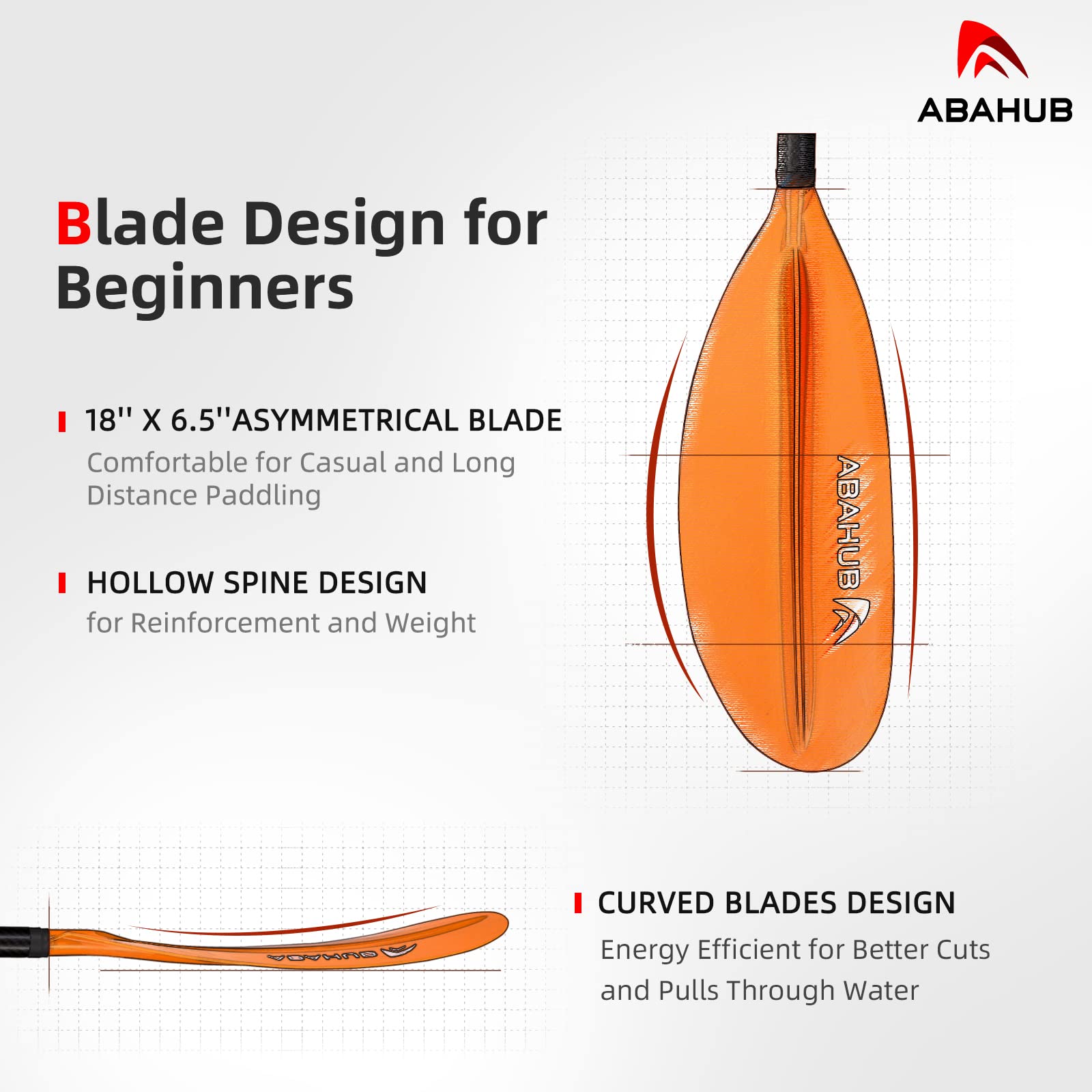 Abahub Carbon Fiber Kayak Paddle – 90.5 Inch Lightweight Oar with Leash