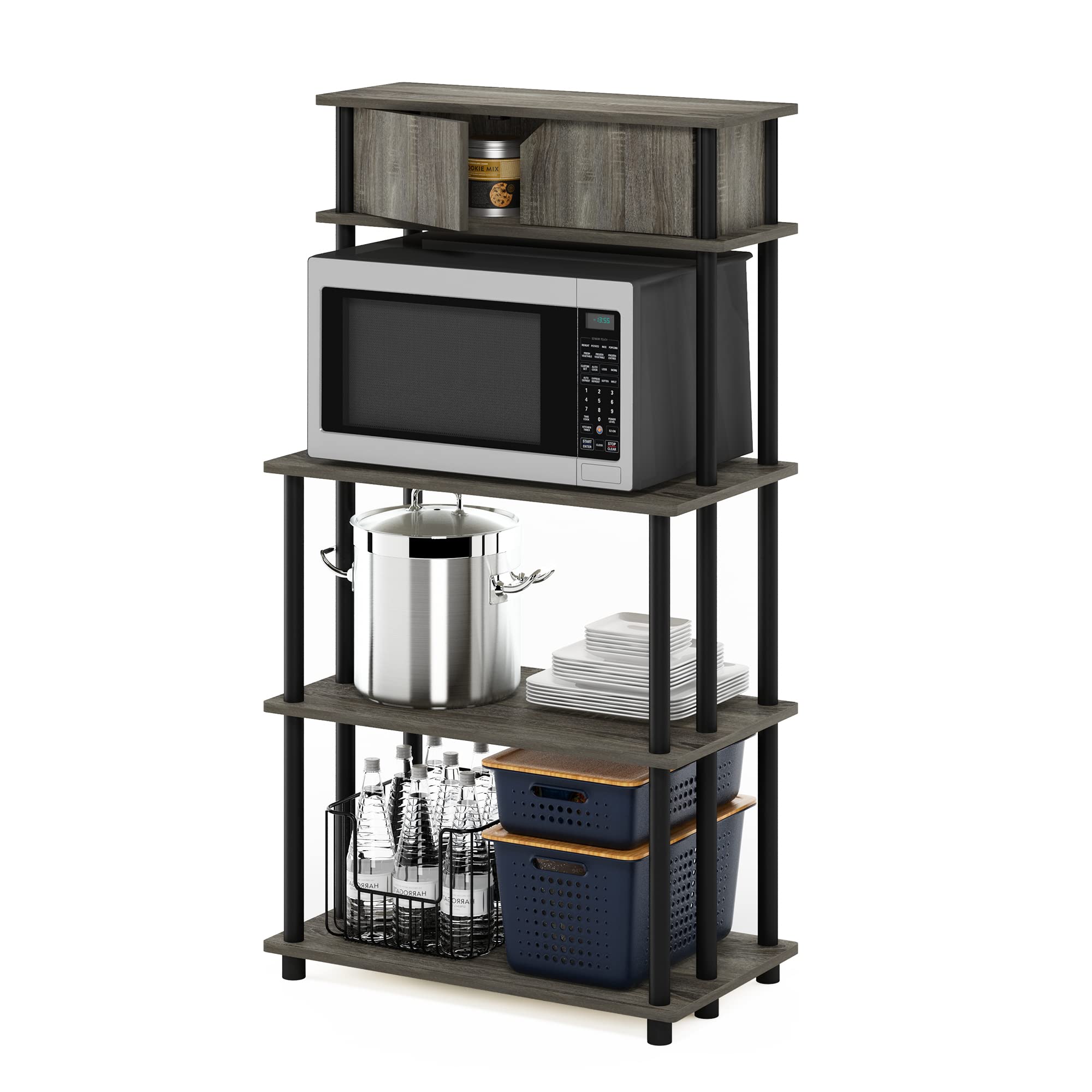 Furinno Turn-N-Tube 5-Tier Kitchen Storage Shelf | French Oak Grey