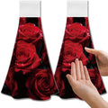 CUTHOLLOW Red Rose Hanging Kitchen Towels | Microfiber Set of 2