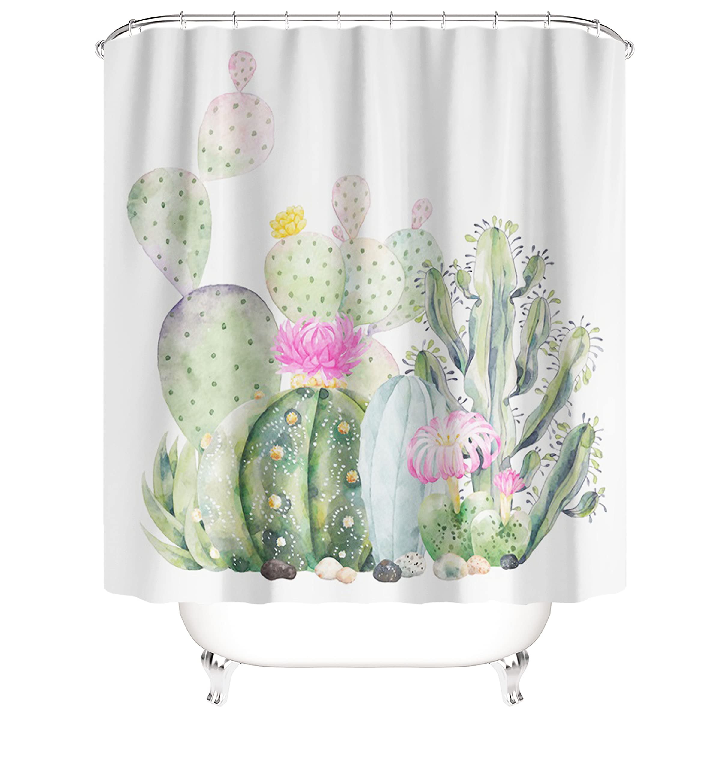 M&W DAS DESIGN Cactus Shower Curtain | 180x200cm Waterproof Anti-Mould