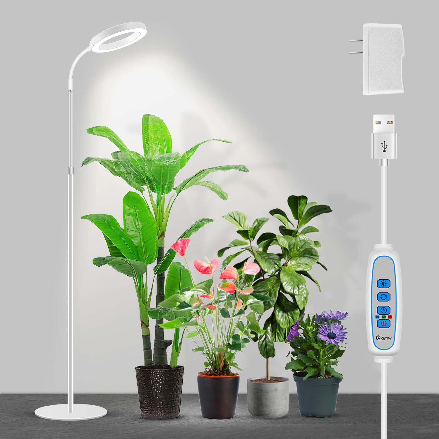 Garpsen Full Spectrum LED Grow Light – Adjustable Floor Plant Lamp