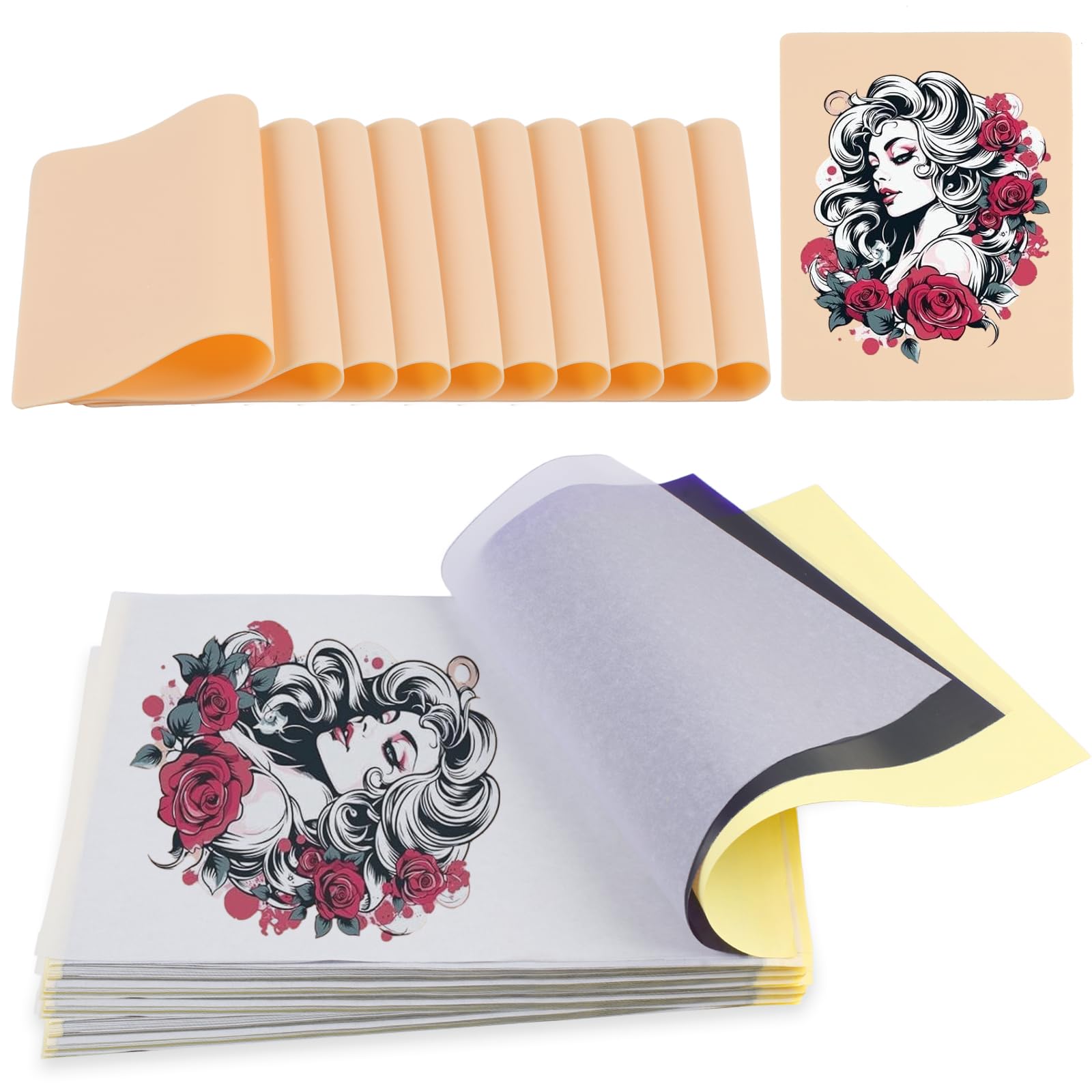 Jolof Store Tattoo Practice Kit | 10 Fake Skins & 40 Stencil Transfer Papers