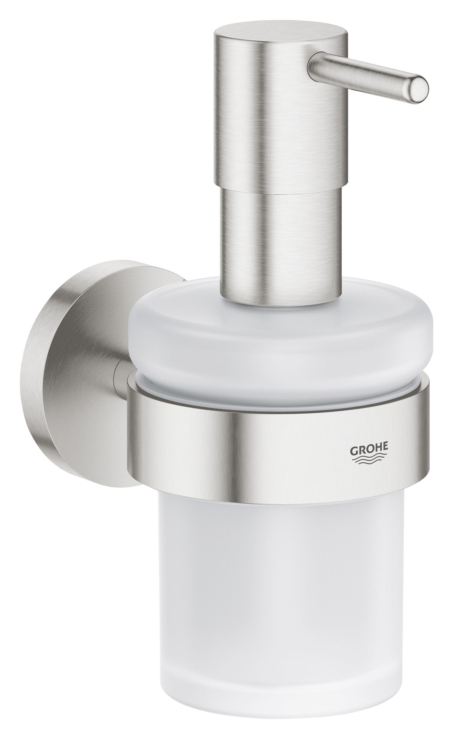 GROHE Essentials Soap Dispenser with Holder | Stainless Steel Look