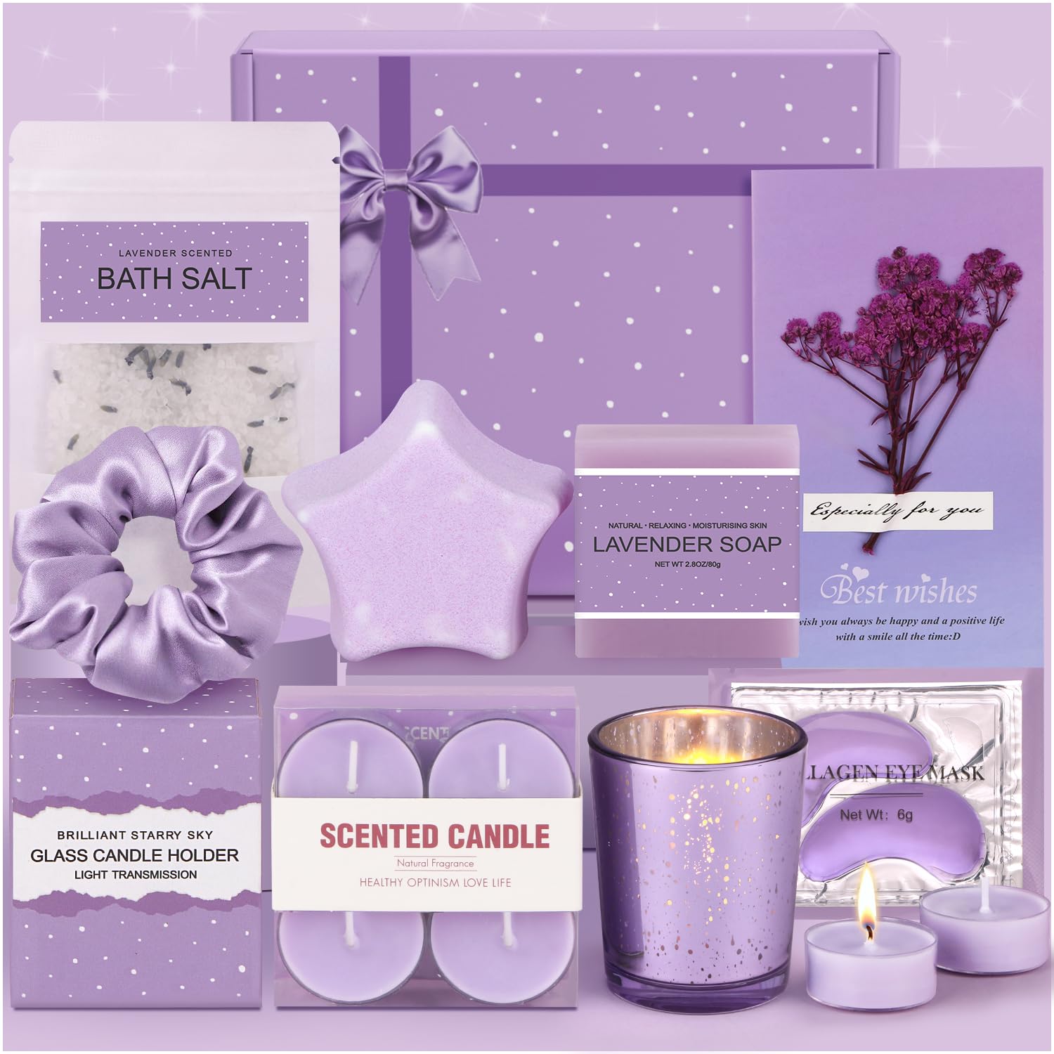 Jolof Store Lavender Spa Gift Set – 10 Piece Relaxation Self Care Package