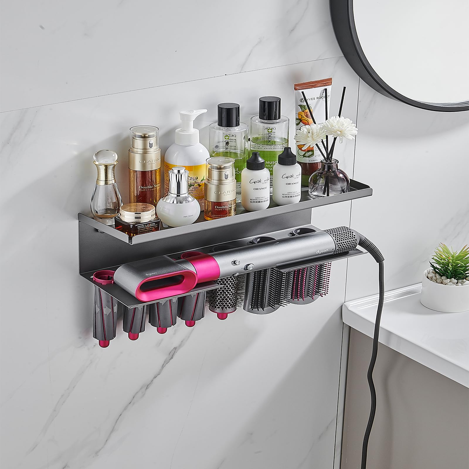 Morwealth 2-in-1 Wall Mount Holder for Dyson Airwrap and Supersonic