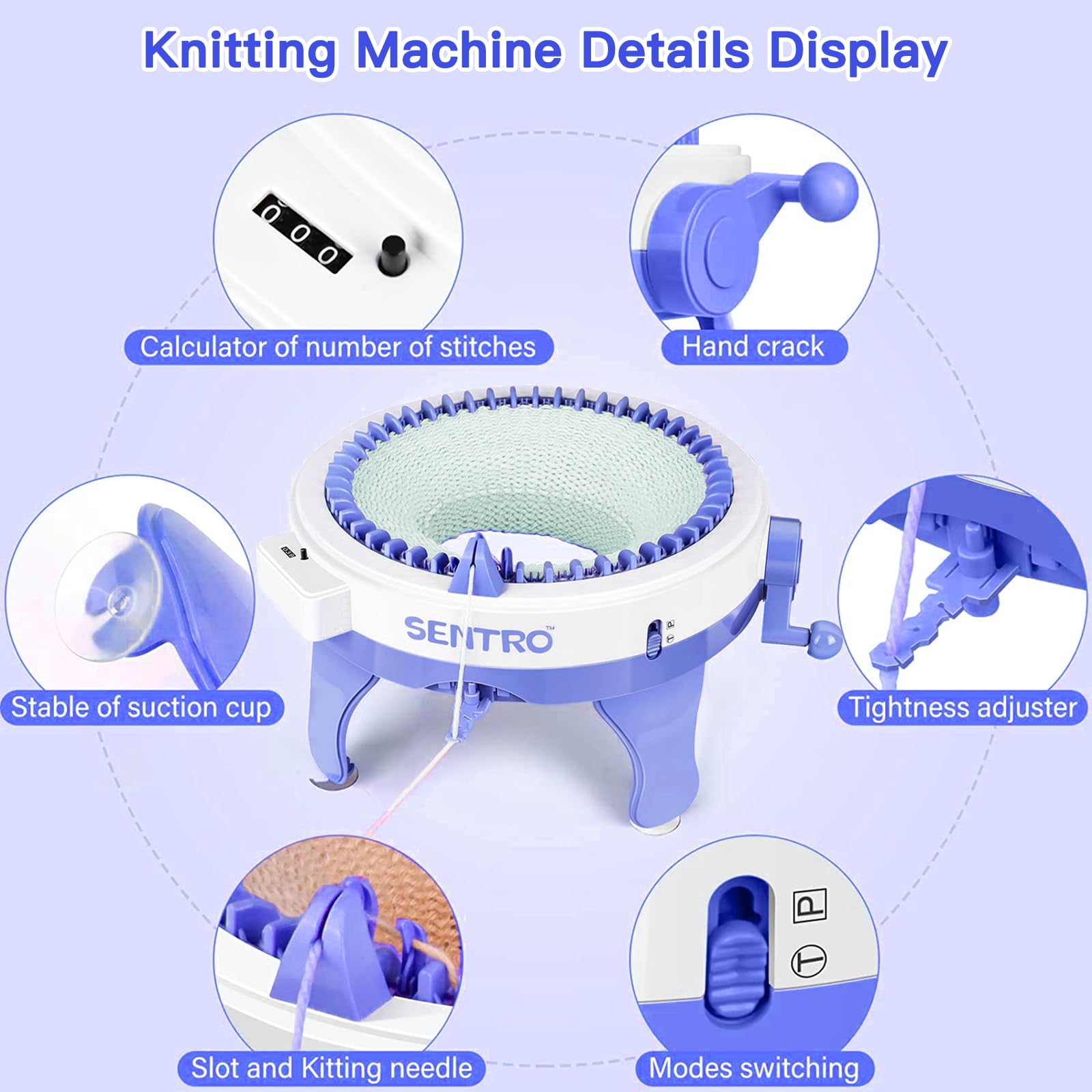 SENTRO 48-Needle Knitting Machine – Circular Loom Kit for Adults & Kids