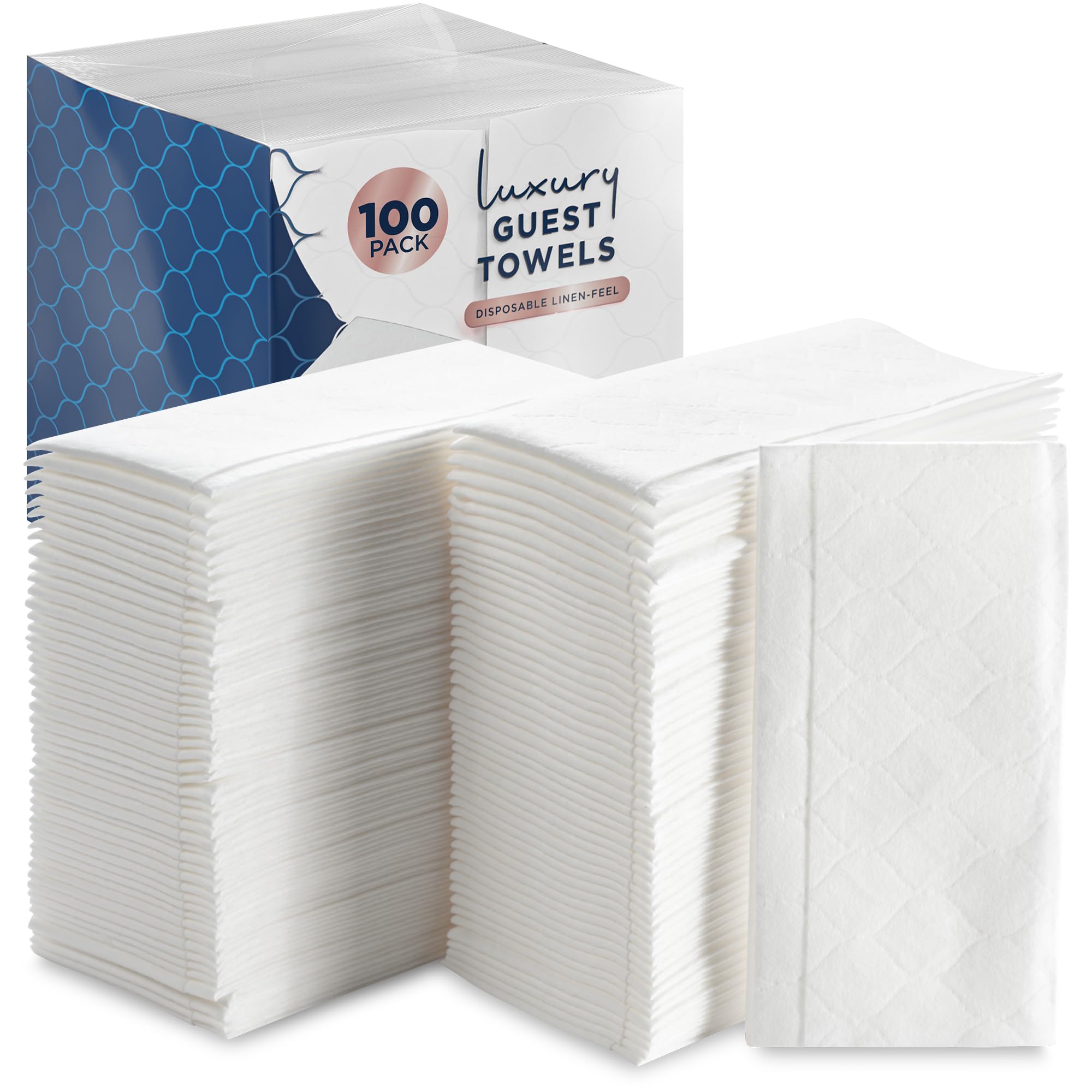 Jolof Store Linen-Feel Disposable Guest Hand Towels - 100 Count White