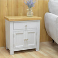 GROFurniture Tusk Grey Small Cabinet with Oak Top | Ready Assembled