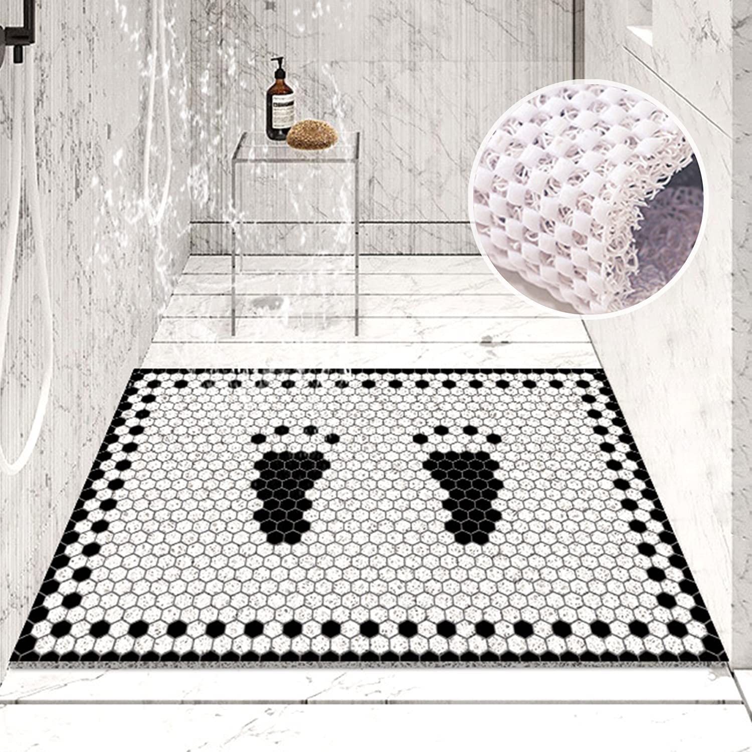 Lurowo Non-Slip Loofah Shower Mat | Anti-Mould Bath Mat - 60x40cm