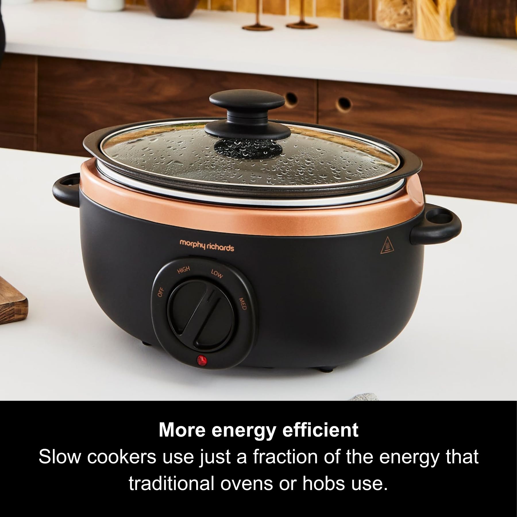 Morphy Richards Sear and Stew Slow Cooker - 3.5L Black & Rose Gold