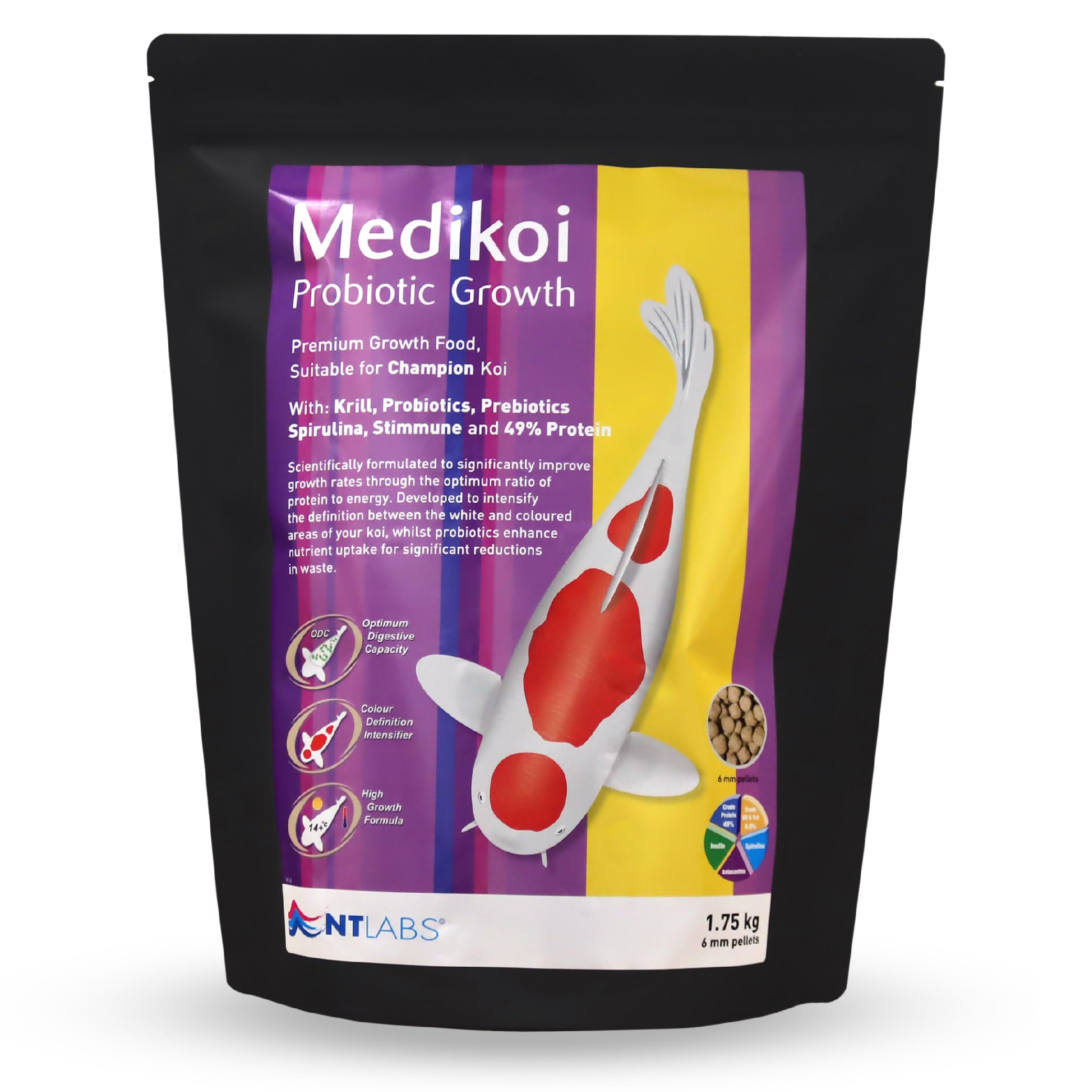 NT Labs Medikoi Probiotic Growth Koi Fish Food - High Protein Feed (1.75kg)
