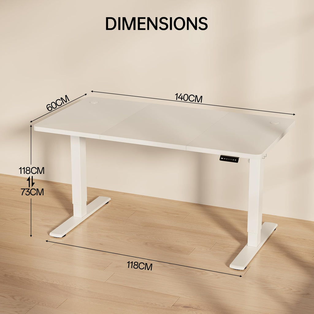 Homall Electric Height Adjustable Desk, Adjustable Height Office Desk with USB Ports, 140x60cm, Home Office with Splice Board, White - image 4