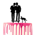 CARISPIBET Two Grooms with Cat Wedding Cake Topper | Acrylic Silhouette
