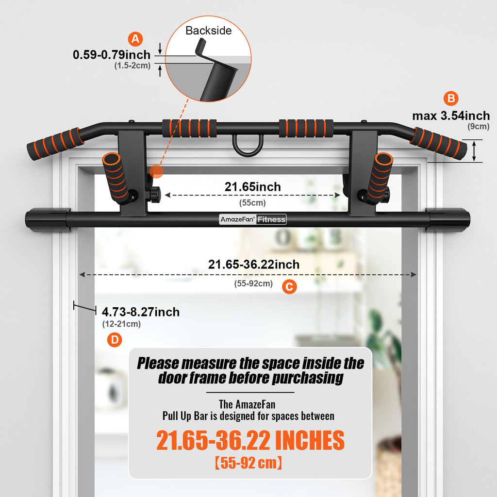 AmazeFan Pull Up Bar for Doorway – Ergonomic Multi-Grip Home Gym Frame