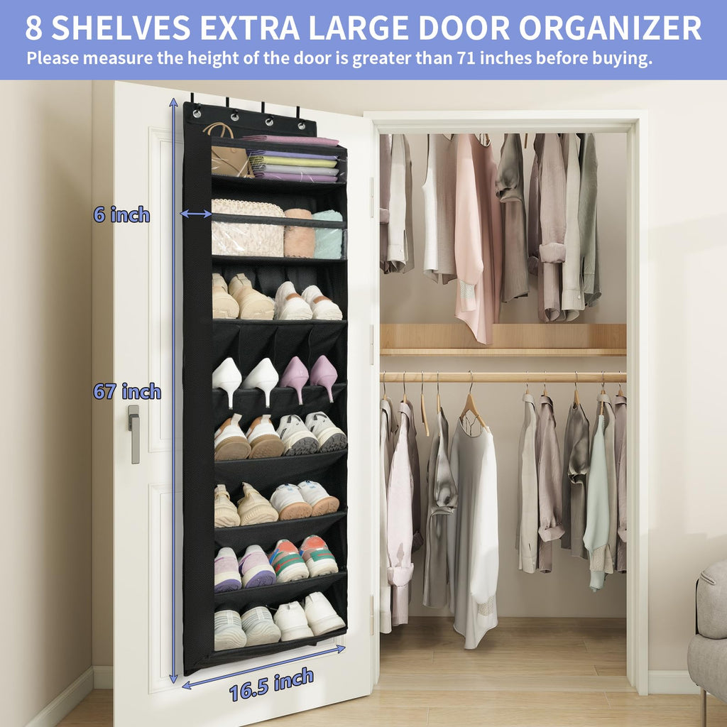 FENTEC Over Door Shoe Storage Organiser, 8 Tier Hanging Shoe Rack Storage - image 3