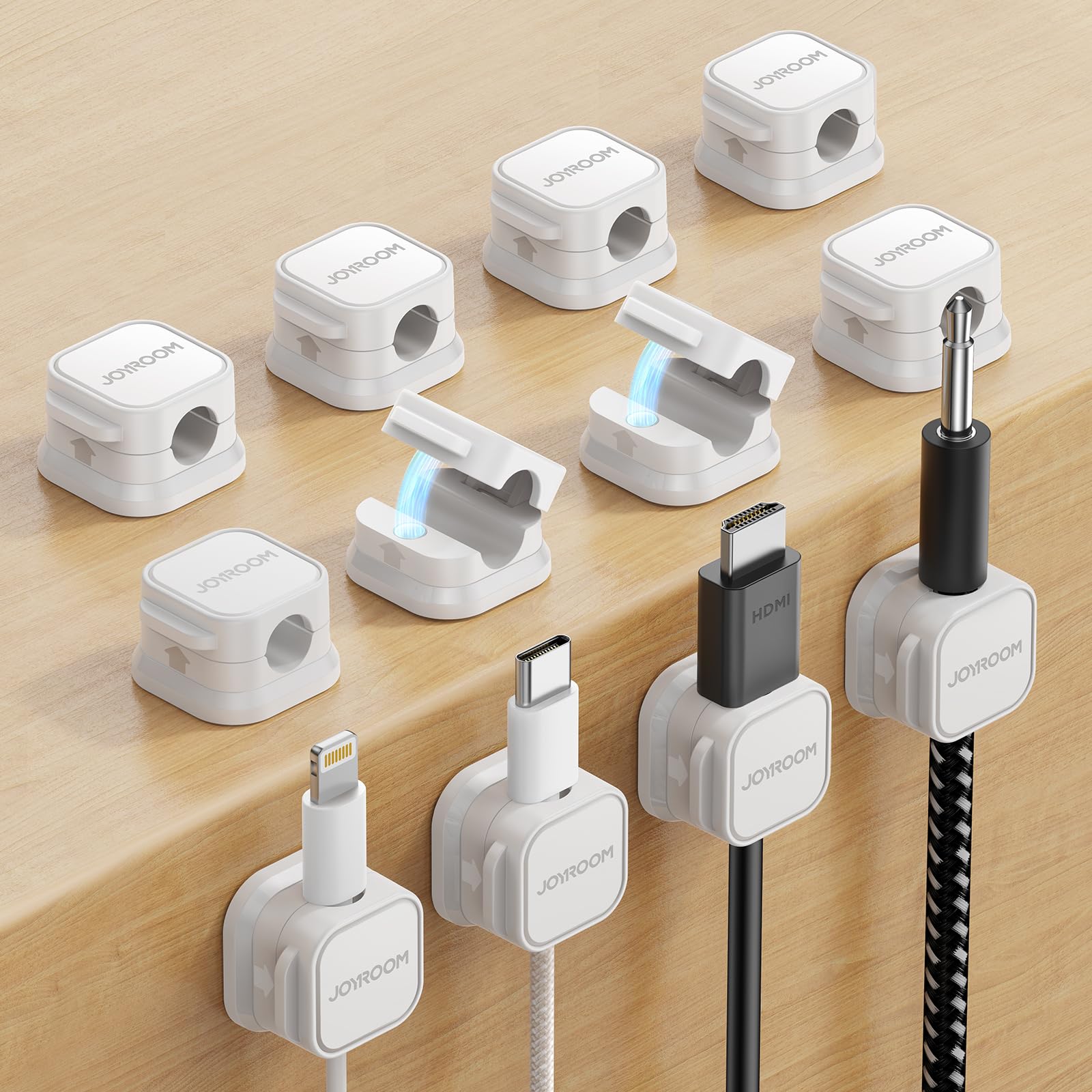 JOYROOM Magnetic Cable Tidy Clips - 12 Pack Adjustable Cord Organiser