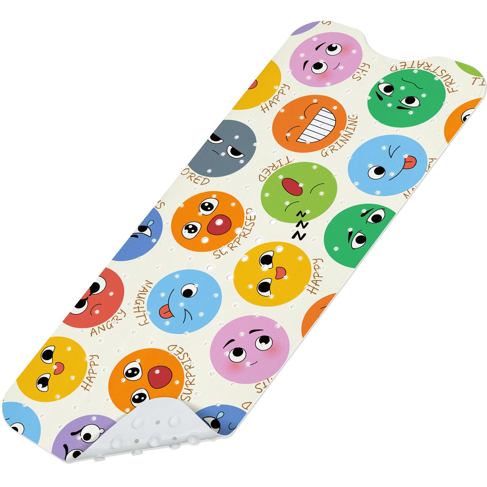 SHUCHING Kids Extra Long Non-Slip Bath Mat | 100x40cm Anti-Mould PVC